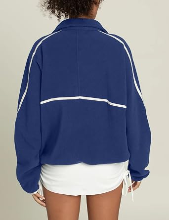 Yimoon Women's Oversized Sweatshirt Quarter Zip Fleece Pullover Casual Long Sleeve Loose Fall Fuzzy Tops Jacket Pockets