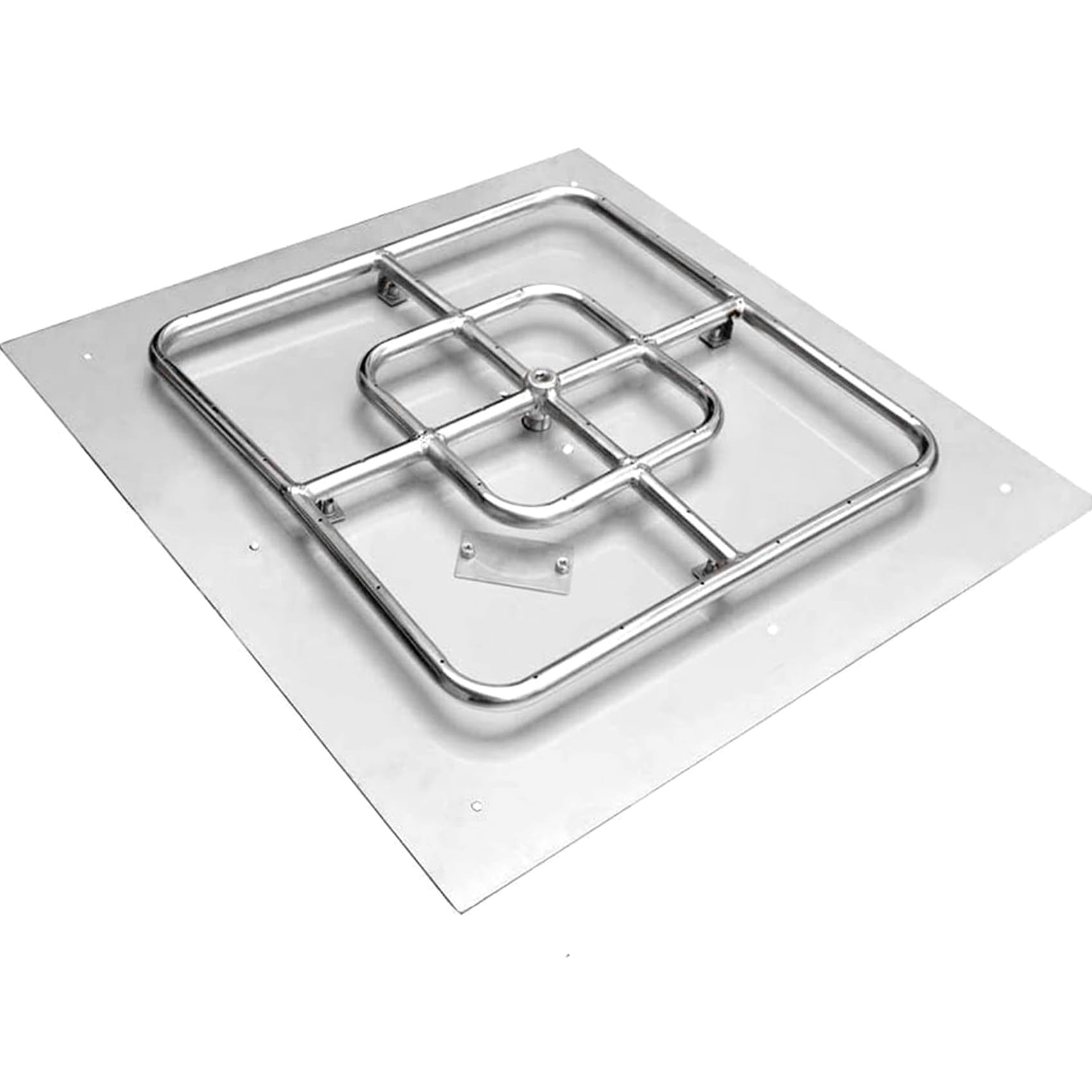 onlyfire Stainless Steel Square Fire Pit Flat Pan with Burner Ring Assembly, 18-Inch
