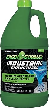 Green Gobbler Industrial Strength Grease and Hair Drain Clog Remover | Drain Cleaner Gel | Safe for Pipes, Toilets, Sinks, Tubs, Drains & Septic Systems | 64 fl. oz.