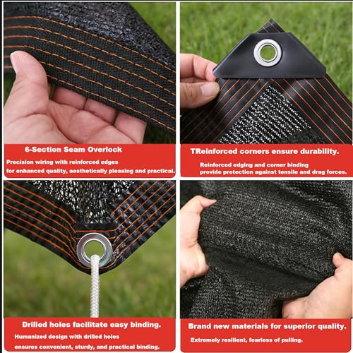 Invernadero malla de sombra exterior negra con 90% sombreado resistente al calor de jardín 5