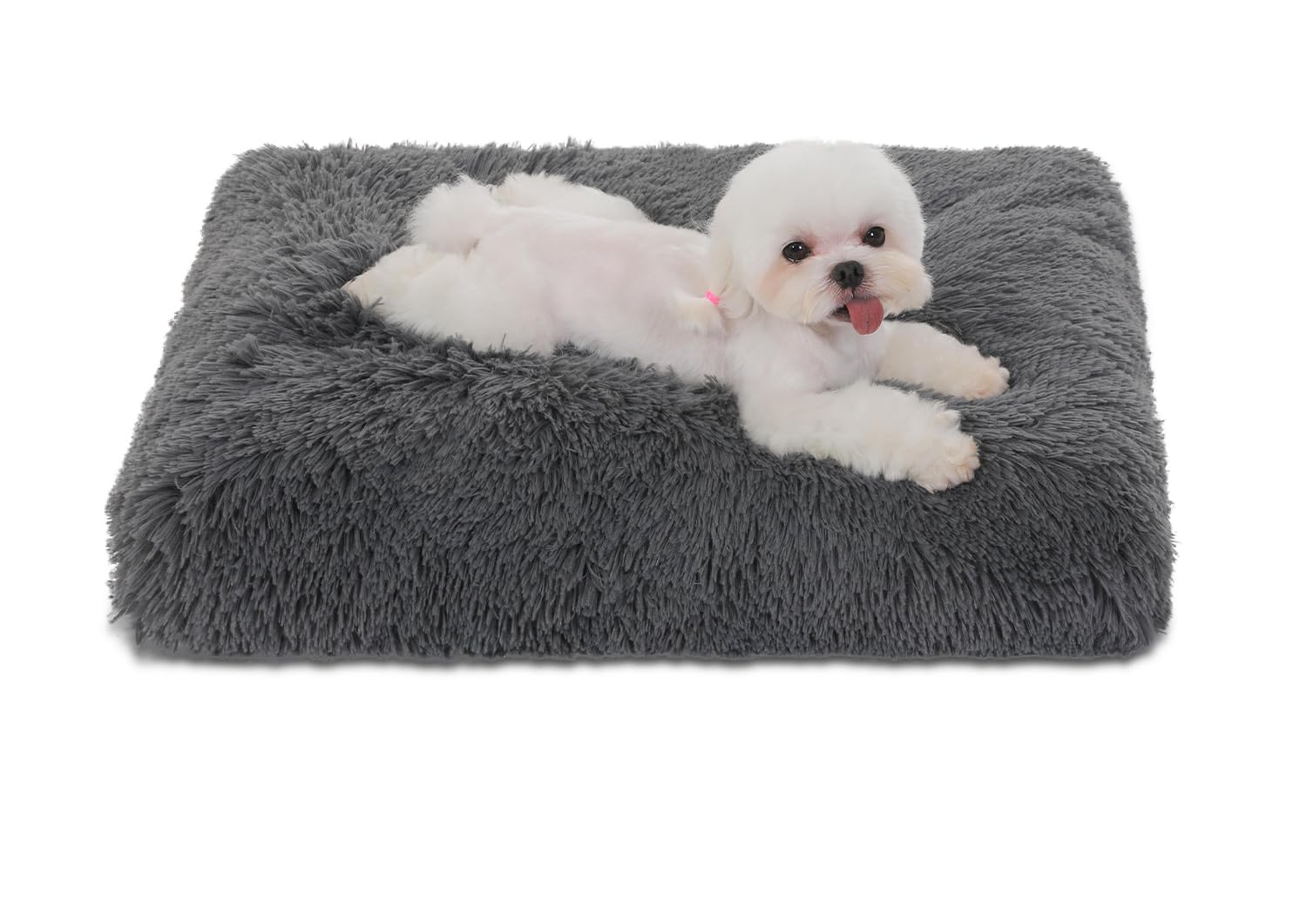 Bedfolks Waterproof Dog Crate Bed, Plush Dog Pad, 17"x12", Solid Dark Grey