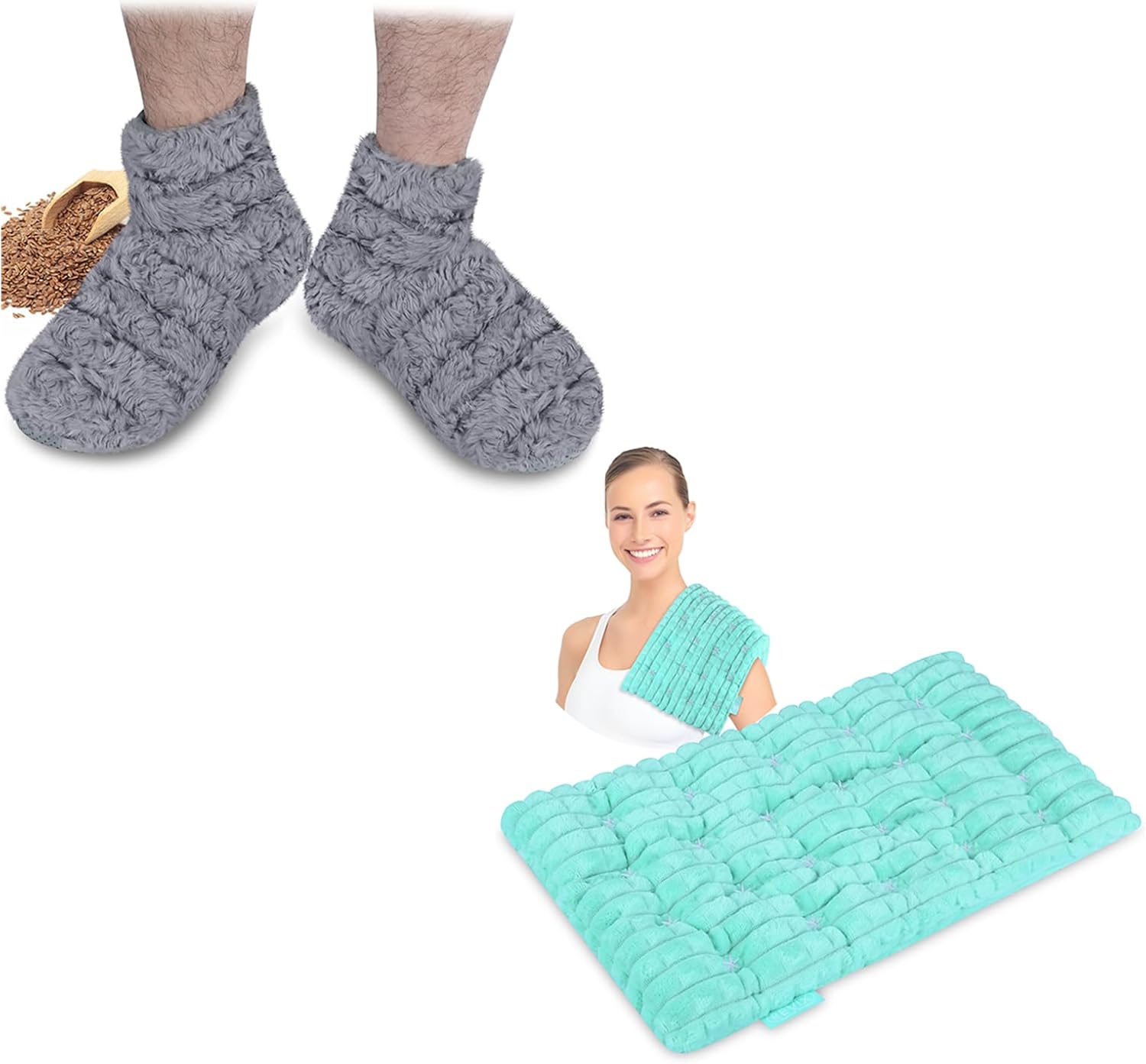 REVIX Microwavable Heating Pads, Moist Heat Pad Microwavable for Back Pain Relief and Microwavable Booties and Feet Warmers for Women & Men
