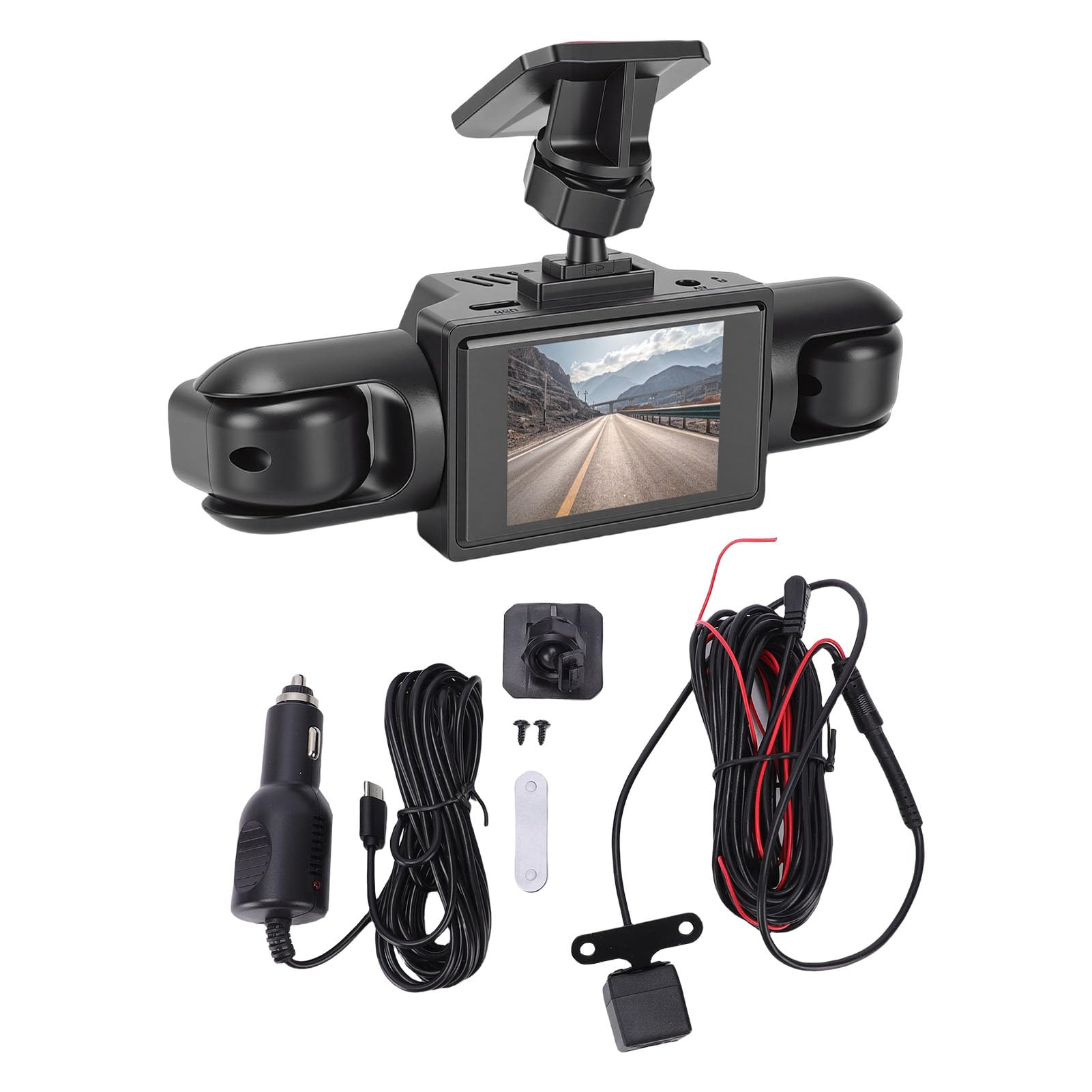 Luocute Caméra de Tableau de Bord à 4 Canaux, Caméra Avant Arrière Gauche Droite 1080P, Vue à 360 Degrés, écran de 2,0 Pouces pour Voitures, Camions, SUV, avec Enregistrement en Boucle