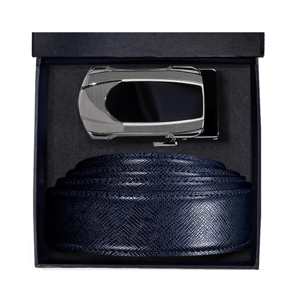 Leather Waist Belt Automatic Buckles Ratchet Waistband for Men Dress Jeans Wedding Business Gift Boxed Mens Belts Color