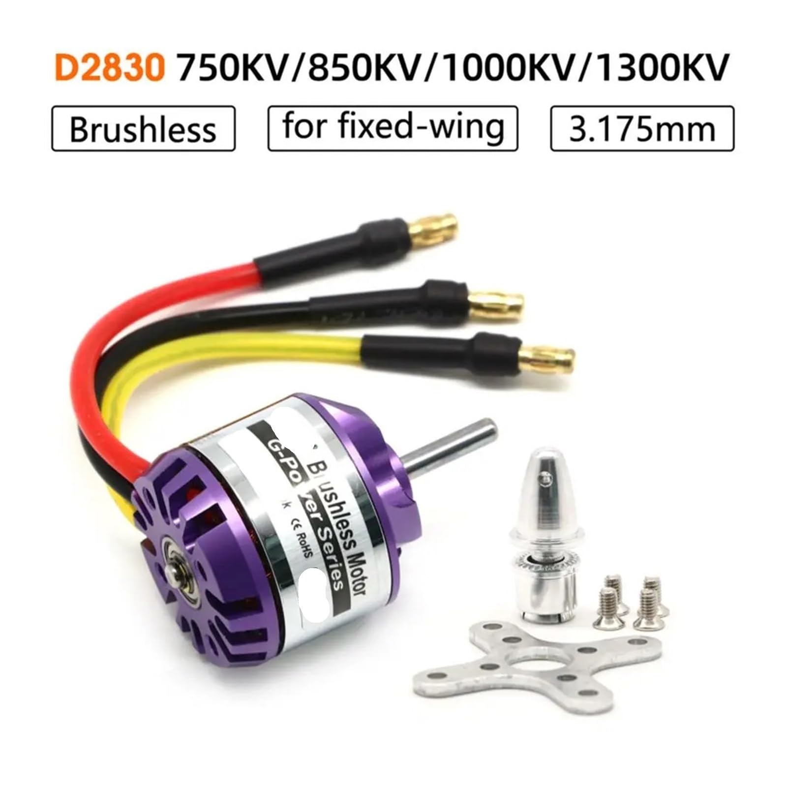 Motor Sin Escobillas D2830 1300KV para Dron RC Avión Helicóptero Multirrotor