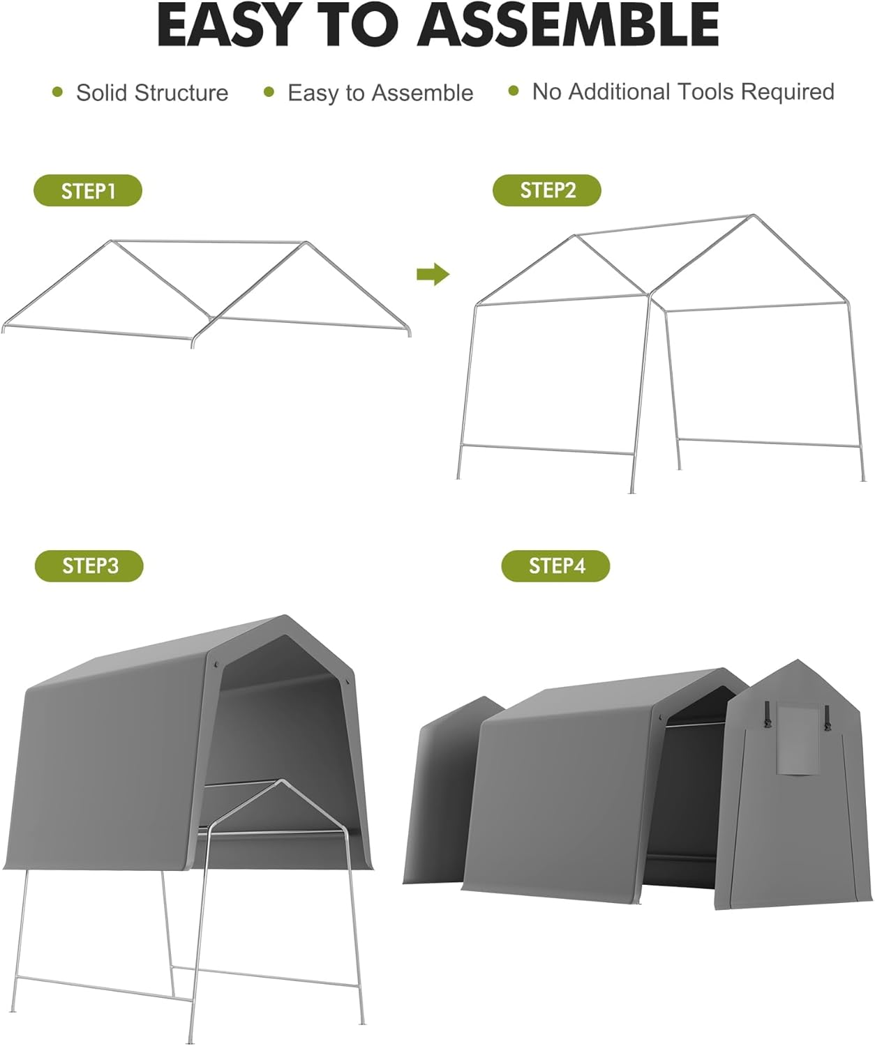 Diagram showing the dimensions of the storage shelter as 6 feet by 6 feet by 7 feet.
