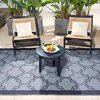URBEST Outdoor Camping Mats Rugs Reversible Waterproof RV Deck Porch Garden Plastic Rugs Blue-Light Blue 120x180cm