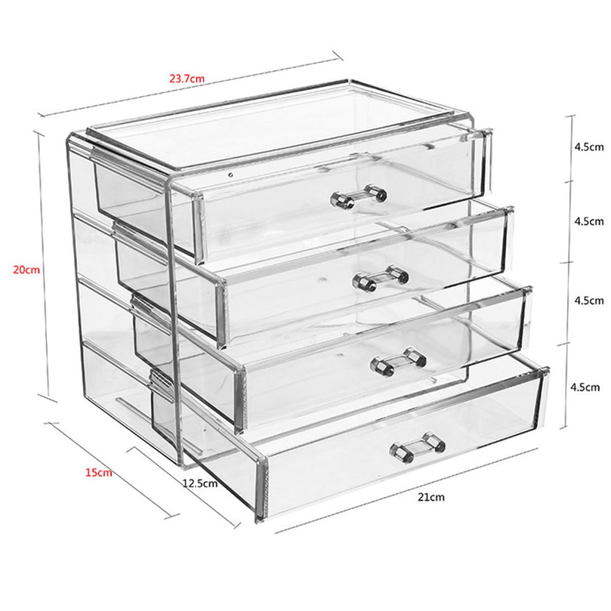 Caja de Almacenamiento de Maquillaje Transparente Organizador de Escritorio de Acrílico para Cosméticos Joyas y Accesorios de Belleza Diseño Apilable para Tocador Moderno