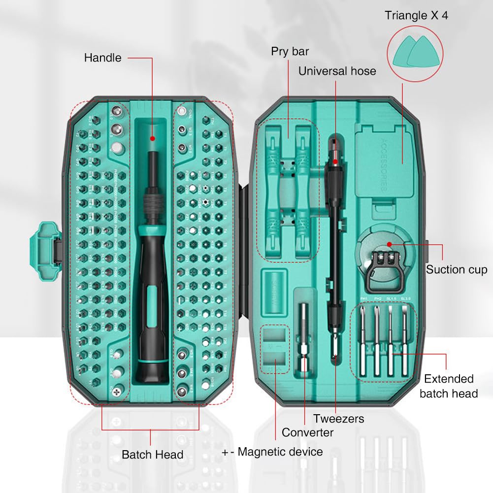 Juego de herramientas para mecánicos de precisión, 152 en 1, juego de destornilladores magnéticos, juego de herramientas de reparación de 152 piezas para smartphones, tabletas, ordenadores, consolas