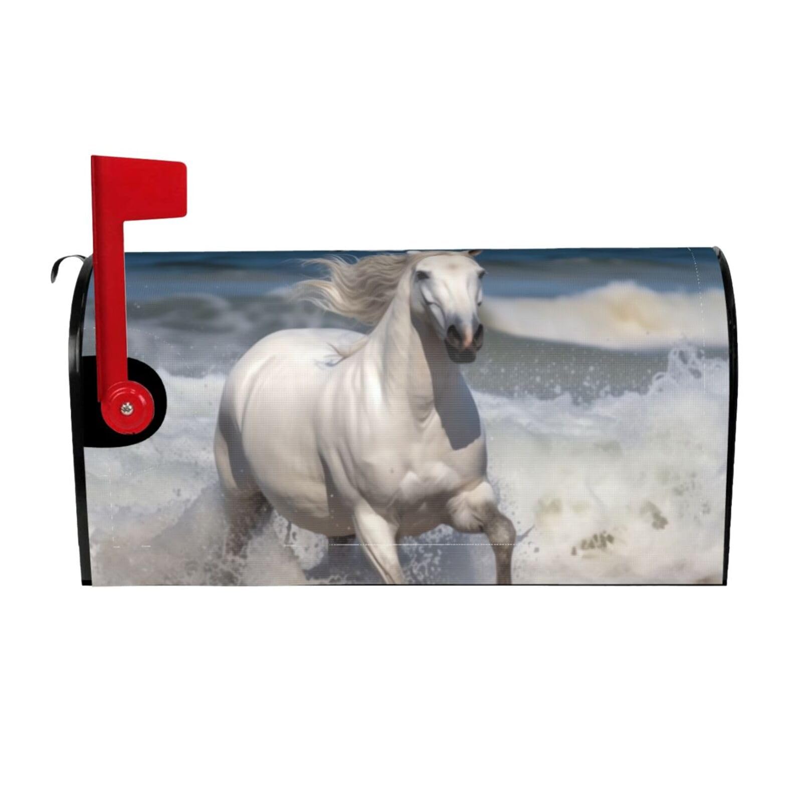 White Horse Running on The sea Mailbox Covers Magnetic Wraps Post Letter Box Cover Garden Home Decor 21x18 in