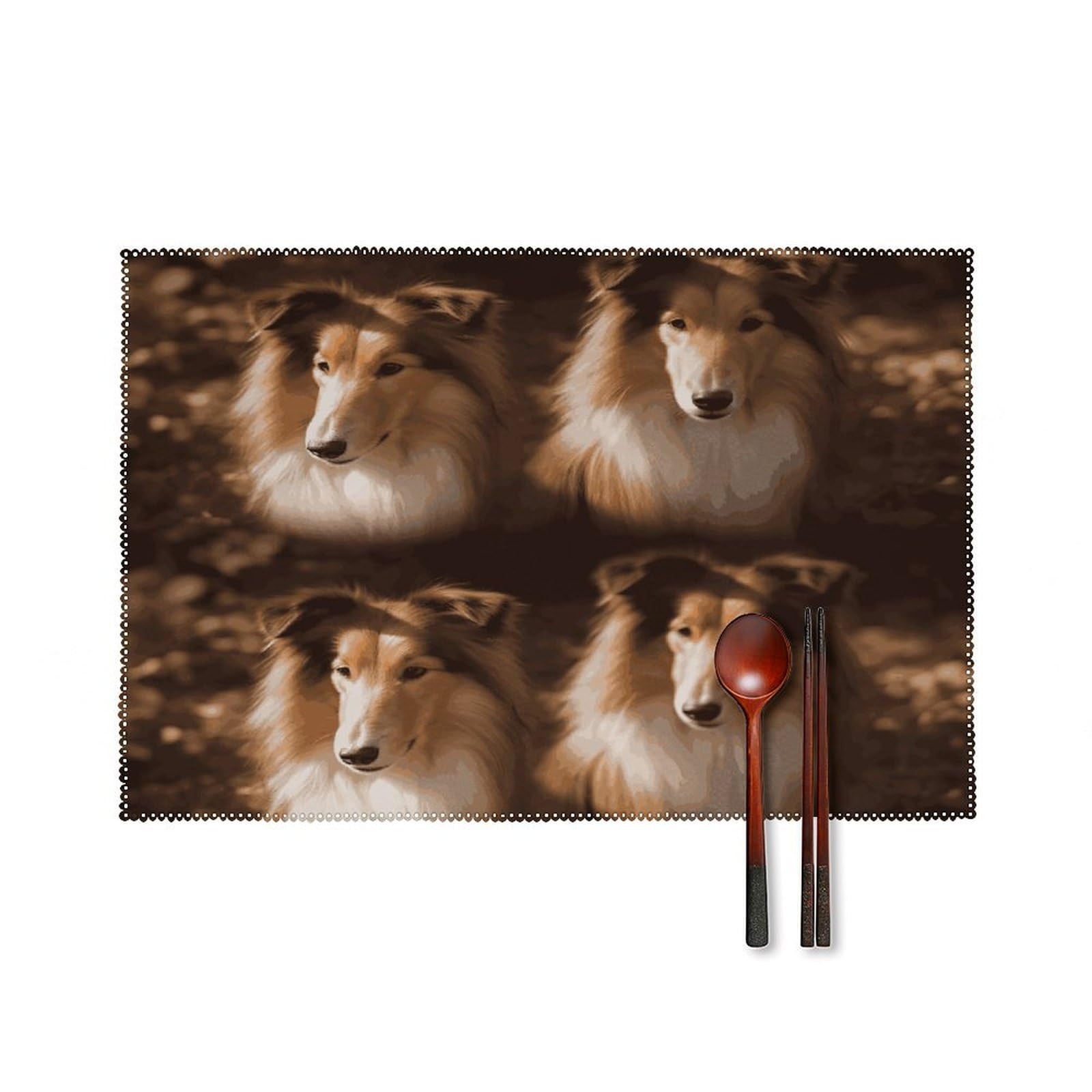 Shelties Placemats Set of 6 Heat-Resistant Washable Place Mats Wipeable Kitchen Placemat Easy to Clean for Indoor Outdoor Party Kitchen Decoration