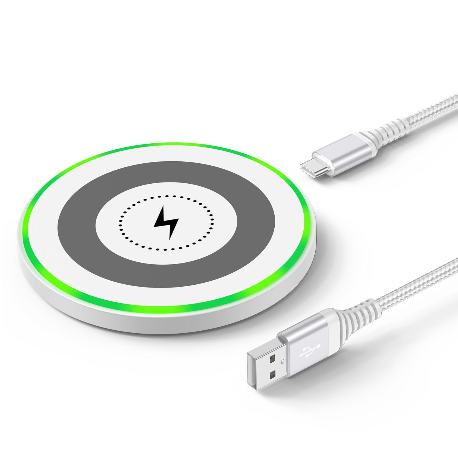 Wireless Charger, Wireless Charging Pad Qi-Certified 15W Max for Google Pixel 9/8a/7/6 Pro, Samsung Galaxy S25 Ultra/S24/S23+/S22/S21/S20/S10/S9/Note 20/10/Z Flip 6/5/4, iPhone 16/15/14/13/12 Pro Max