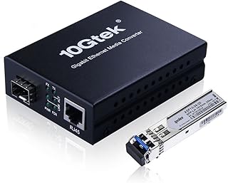 Gigabit Ethernet Single-mode LC Fiber Media Converter (SFP LX Transceiver Included), up to 20km, 10/100/1000Base-Tx to 1000Base-LX (a British Power Adapter included)