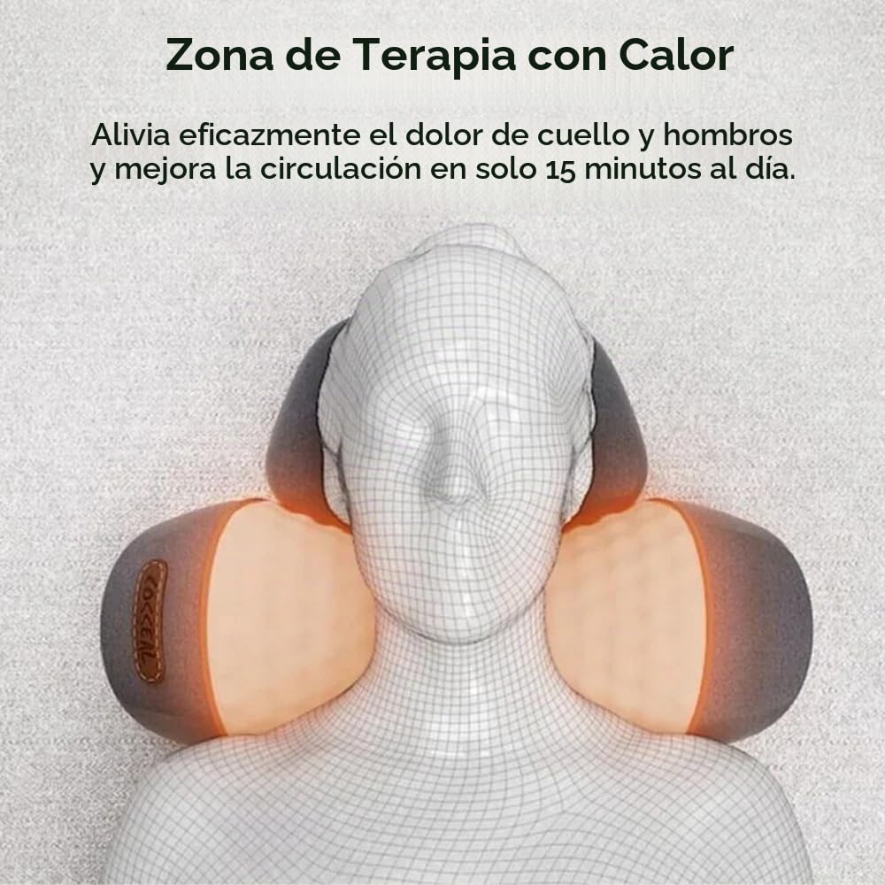 Almohada de Masaje Cervicales y Cuello,Masajeador de Cuello Ergonómico,para Aliviar el Dolor de Cuello y Hombros,Masaje/Compresión Caliente/Tracción (Gris)