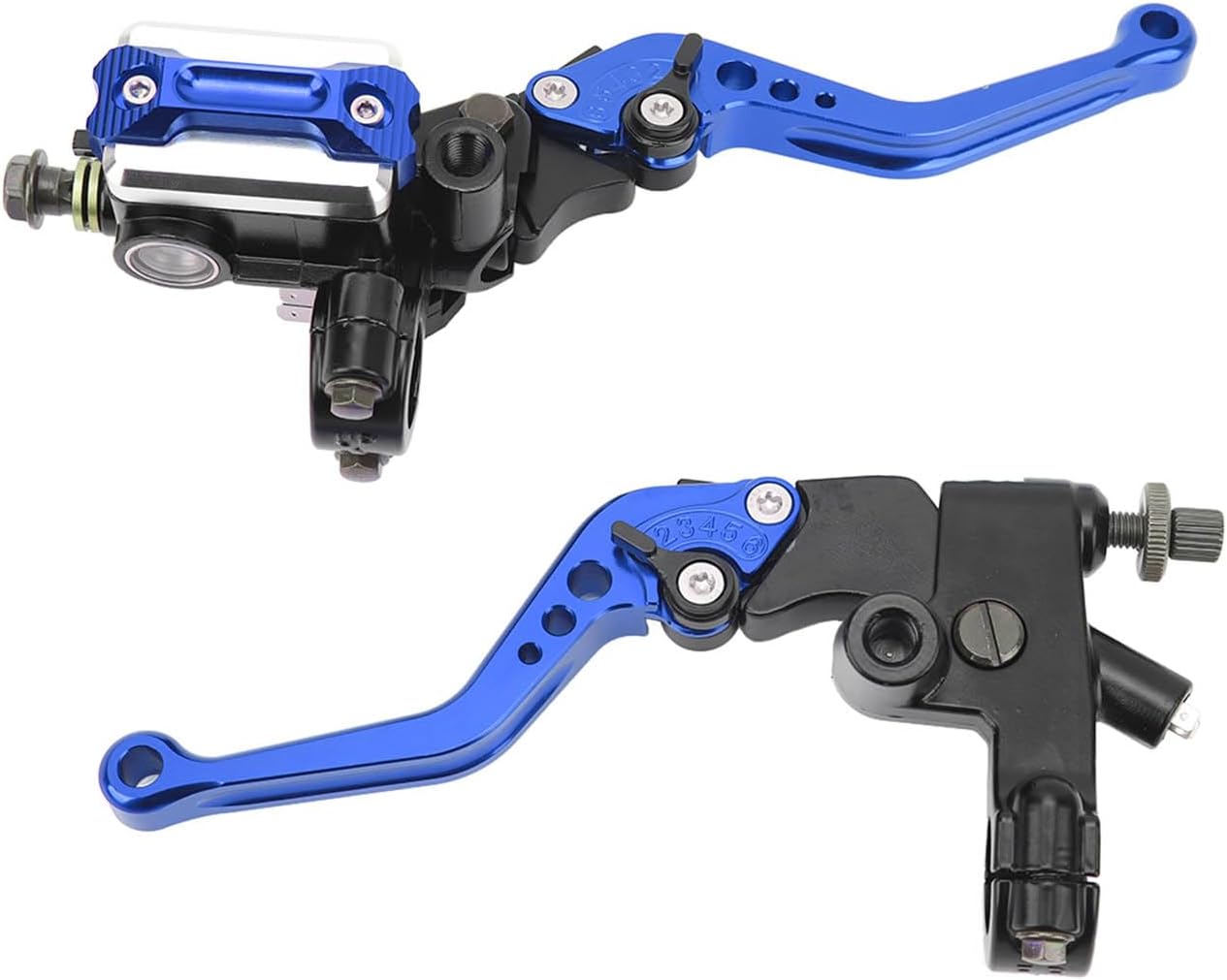 Zestaw Dźwigni Sprzęgła Hamulca Motocyklowego, Regulowana Dźwignia Głównego Cylindra Hamulcowego 7/8 Cala Odporna na Blaknięcie CNC Aluminium Odporna na rdzę ze Zbiornikiem do