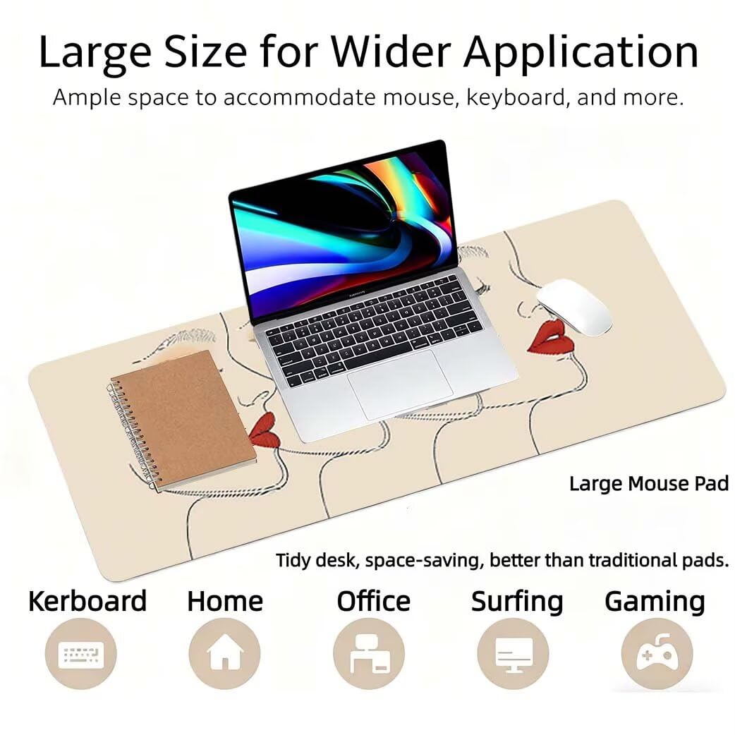 Lpfieonn Einfach Großes Schreibtischunterlage, XXL Schreibtischunterlagen, Blau XXL Wasserdicht Gaming Mousepad mit Vernähter Rand und Rutschfeste Gummibasis, für Laptop/Hause/Büro 120x60cm PF-3749