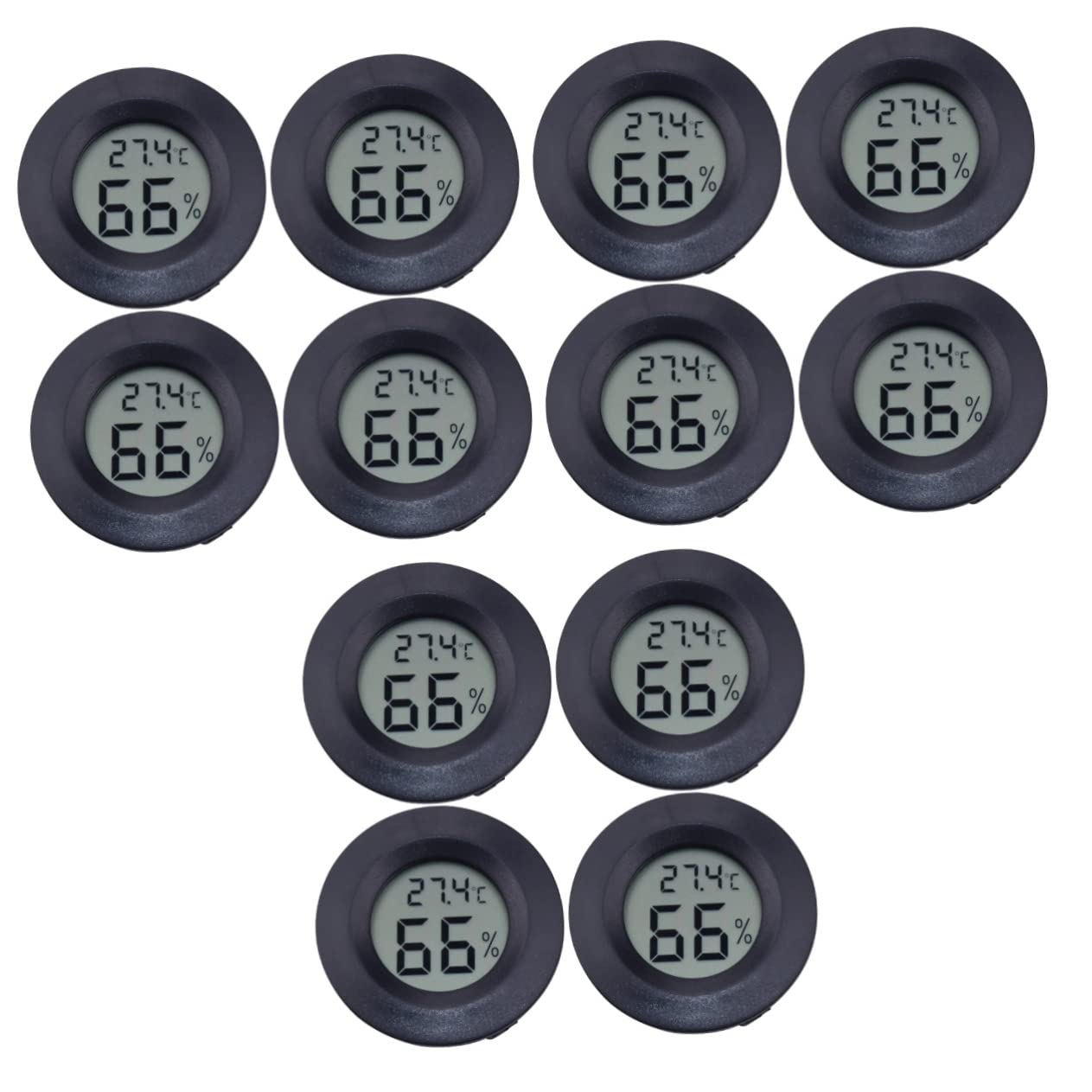 Mipcase 12stücke Rund Hygrometer Thermometer Für Reptilien Eingebettetes Hygrometer Für Temperatur Und Feuchtigkeitsmessung Terrarien Und Haustierkäfigen Schwarz