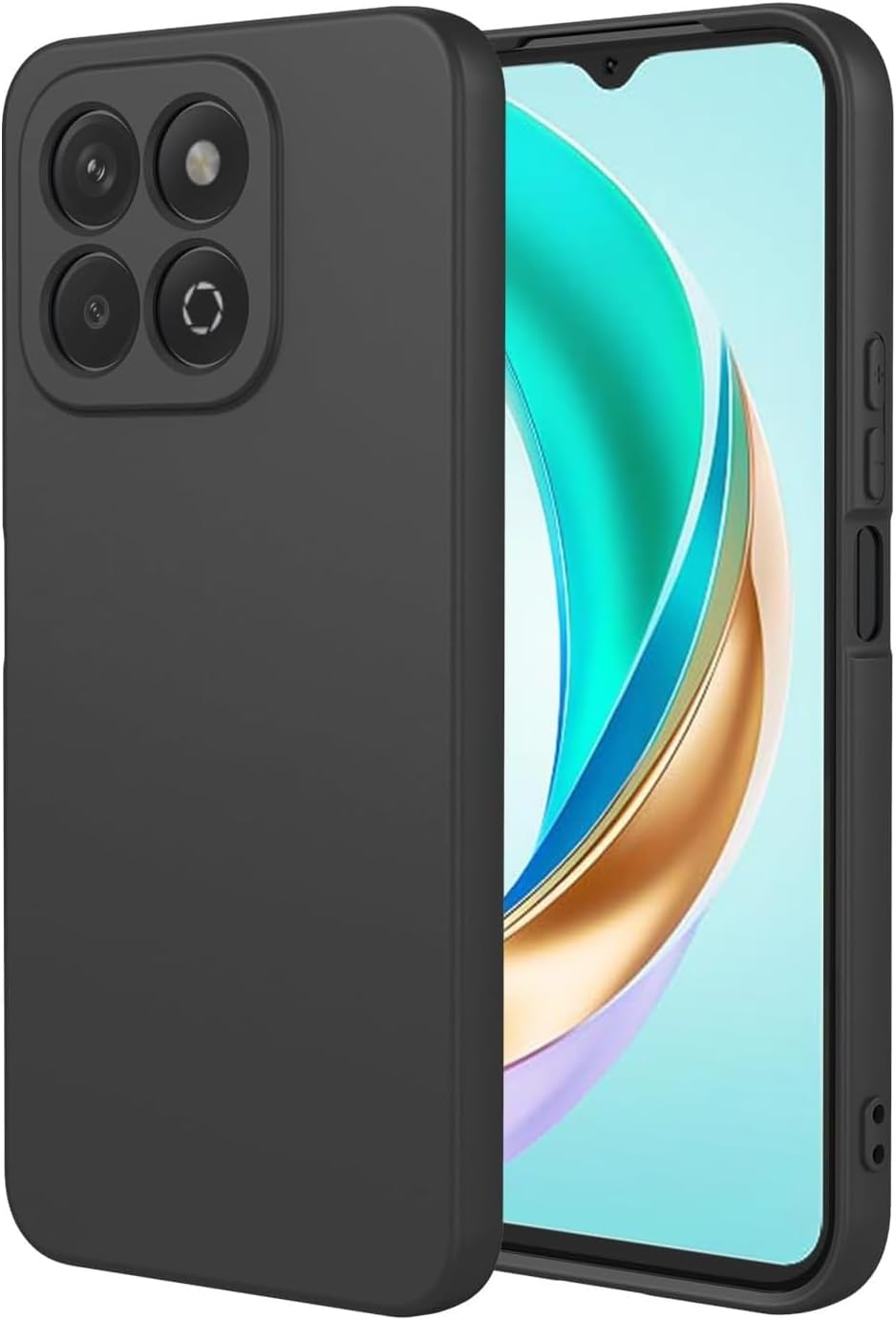 Case for Honor X6b, Liquid Gel Rubber Bumper Case with Soft Microfiber Lining Cushion Slim Shockproof Protective with Camera Protection Cover for Honor X6b 2024 (Black)