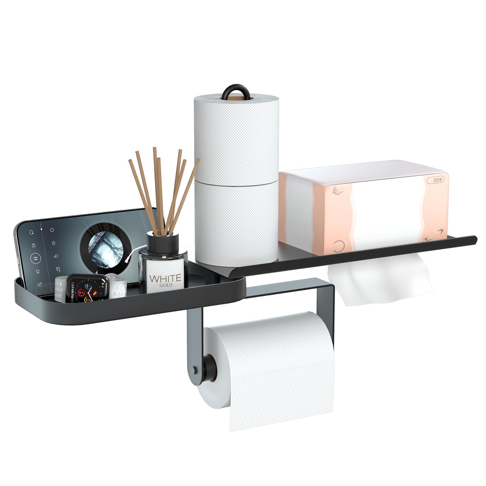 Toiletpapier Houder Wand-gemonteerde Waterdichte Tissuebox met Opslag Rek Badkamer Roll Papier Organizer Thuis Multifunctionele Case Rolhouder (Color : B Toiletpapier Houder Wand-gemonteerde Waterdichte Tissuebox met Opslag Rek Badkamer Roll Papier Organizer Thuis Multifunctionele Case Rolhouder (Color : B