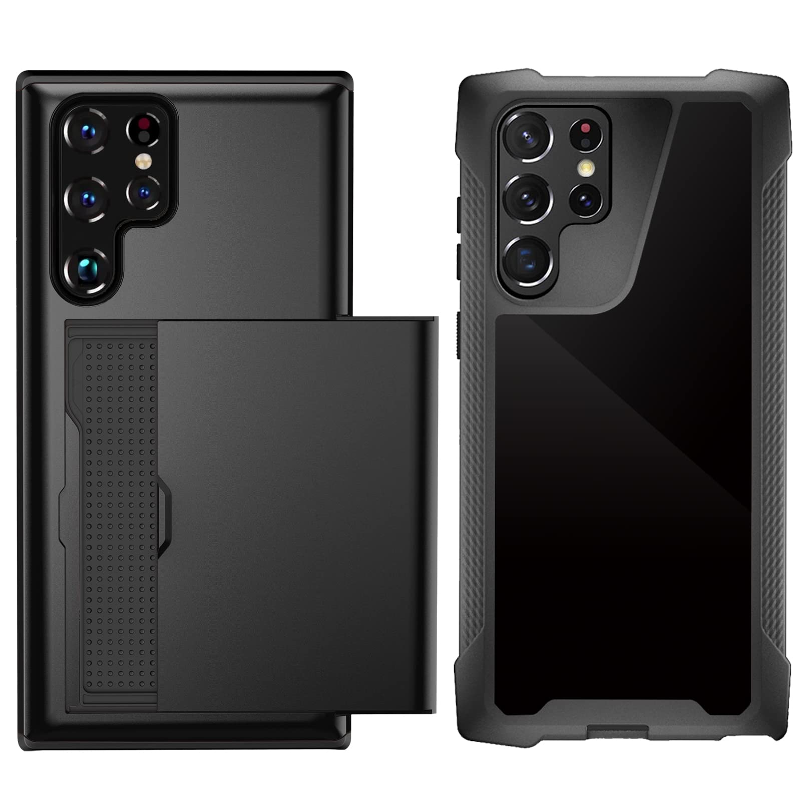 Galaxy S22 Ultra Wallet Case & Hard Case [2 Pack].Galaxy S22 Ultra Card Holder Slot Shockproof Case and Galaxy S22 Ultra Military-Grade Shock Absorbent Rugged Case All Support Wireless Charging