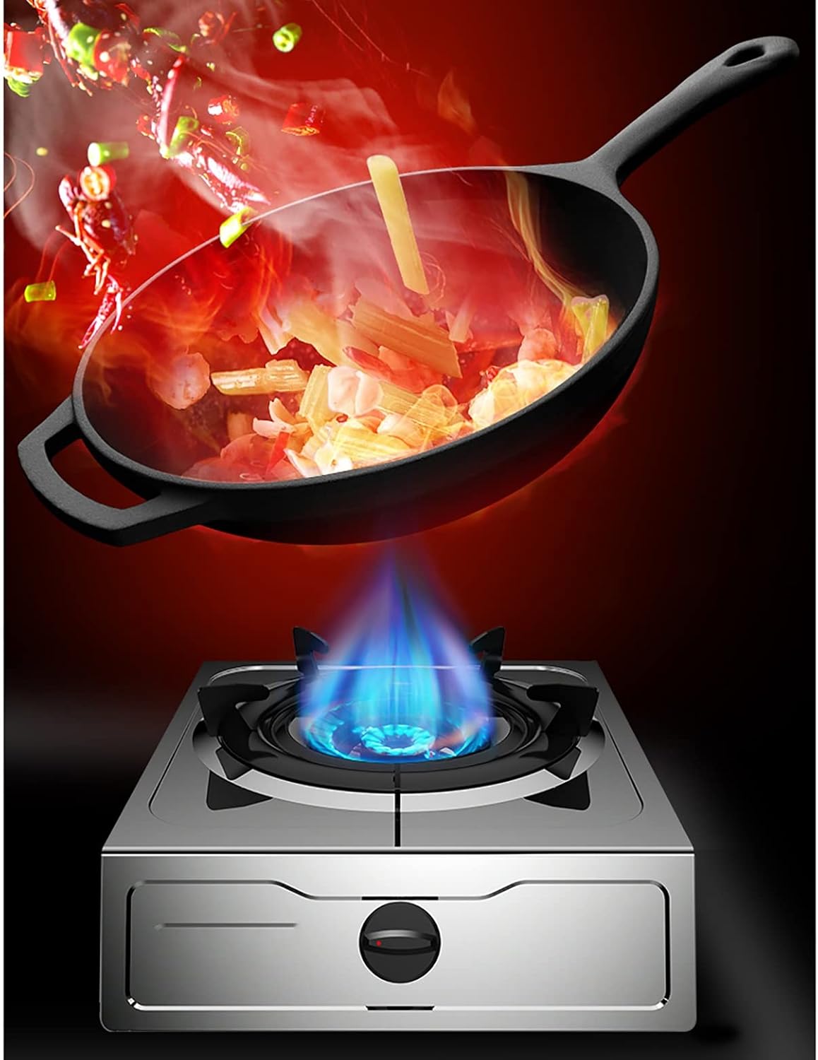 Burner Gas Cooker gas hob Hob, Table Top Cooking, Natural Gas/Propane,Powerful 4.5 KW Stainless Steel ，For Kitchen Restaurant Apartments [Energy Class A](Ng)