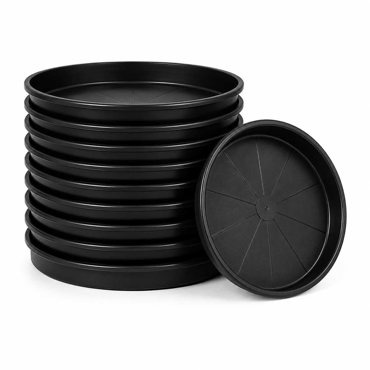 Bundle Pack Round Plant Pot Saucers – Heavy Duty Flower Pot Drip Trays for Indoor & Outdoor Plants, Garden Plant Saucer Trays for Surface Protection - 25, 30, 35cm, 40, 45 & 50cm (10, 35cm Saucer) — image 1