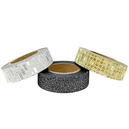 Miniatura 2 de allydrew Glitter and Shine Washi Cintas decorativas de enmascaramiento (juego de 3), Onyx Glitz y Glitter