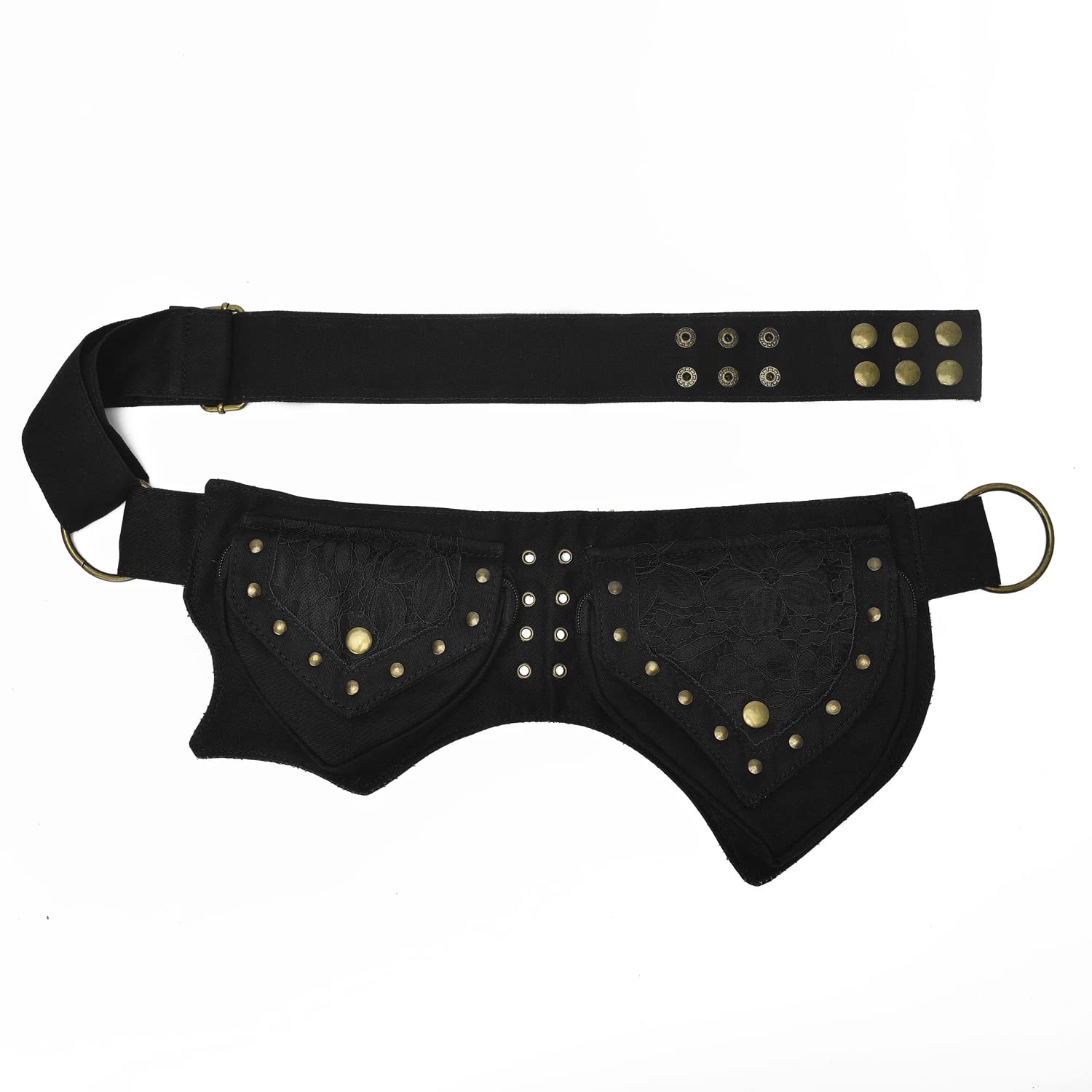 Renaissance Bag Faire Festival Fanny Pack for Women - Lace Waist Drop Leg Bag with Utility Hip Belt - Women's Renaissance Accessory, 03-black, 38cm(W) x 3cm(D) 19cm(H) (14.96"x1.18"x7.48