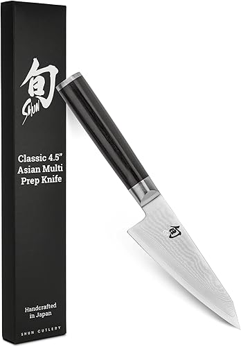 Shun Cutlery - Cuchillo clásico asiático multipreparación de 4.5 pulgadas, auténtico, cuchillo de deshuesado japonés hecho a mano, cuchillo de