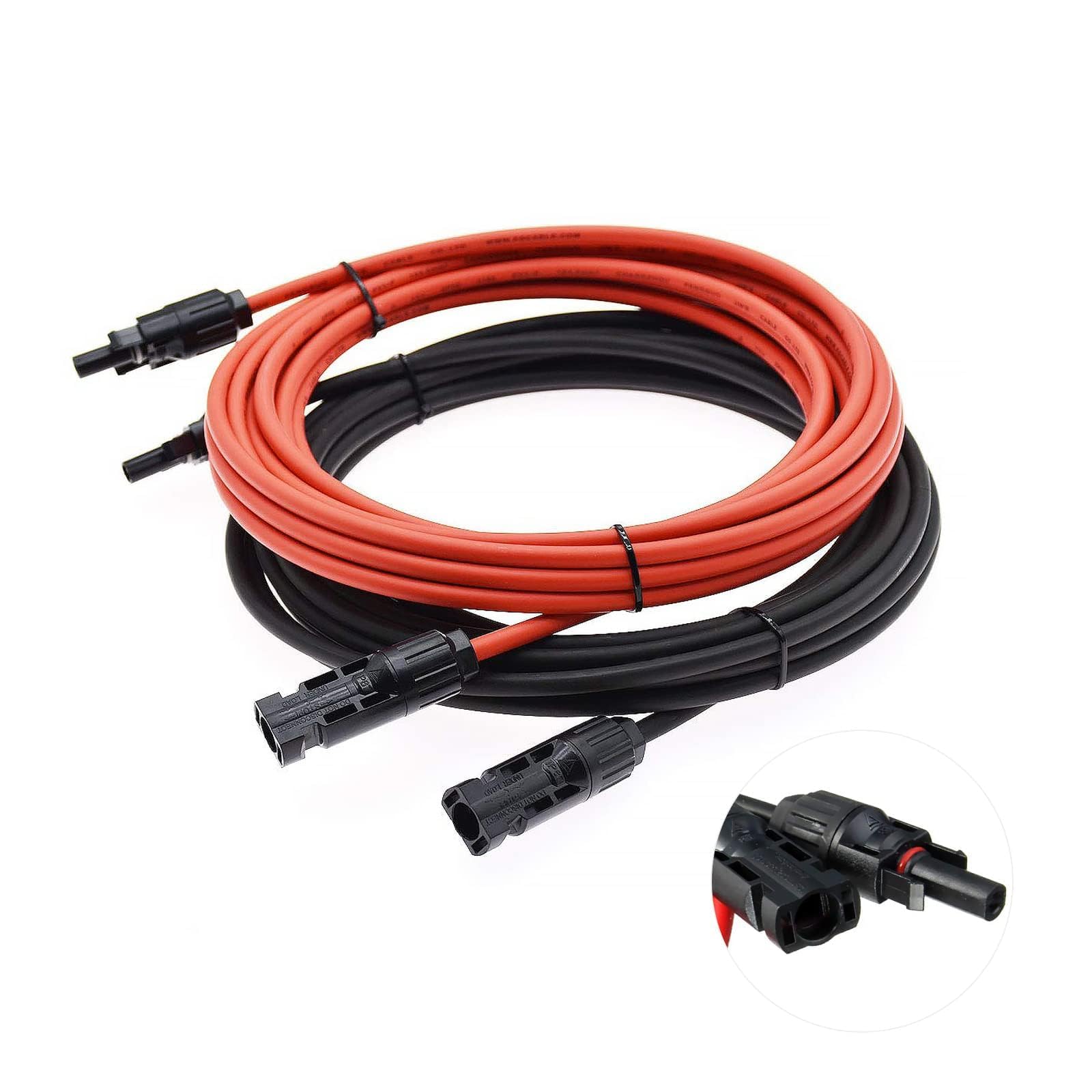 Solarkabel Verlängerung 4m,4mm² / 6mm² 1-50m Solarkabel Verlängerungskabel,Photovoltaik Solarkabel,Verbindungskabel Solarstecker,IP67 wasserdichtem Stecker (12AWG/6mm² 4m)