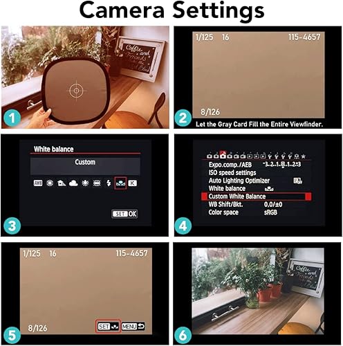 Miniatura 6 de Foto&Tech Tarjeta gris de doble cara del 18% y disco de balance de blancos, panel gris y blanco neutro con bolsa de nailon y brida para cables,