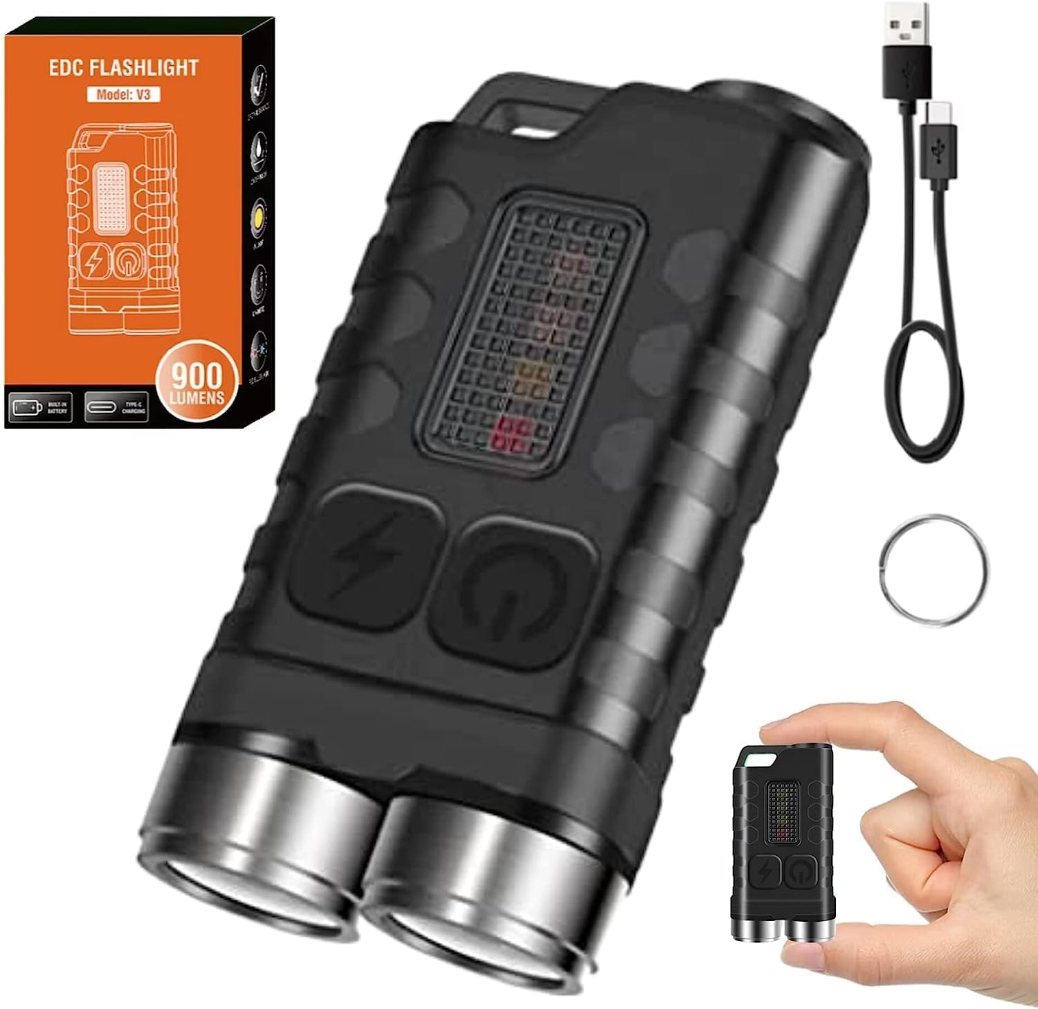Mini Llavero de Linterna con Micro USB Recargable, Pequeña Linterna ...