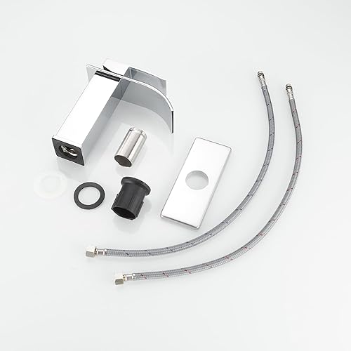 Miniatura 5 de Bathfinesse Grifo de lavabo de baño de una sola manija para cascada de acero inoxidable, grifo de baño comercial, grifo de baño para bañera y lavabo