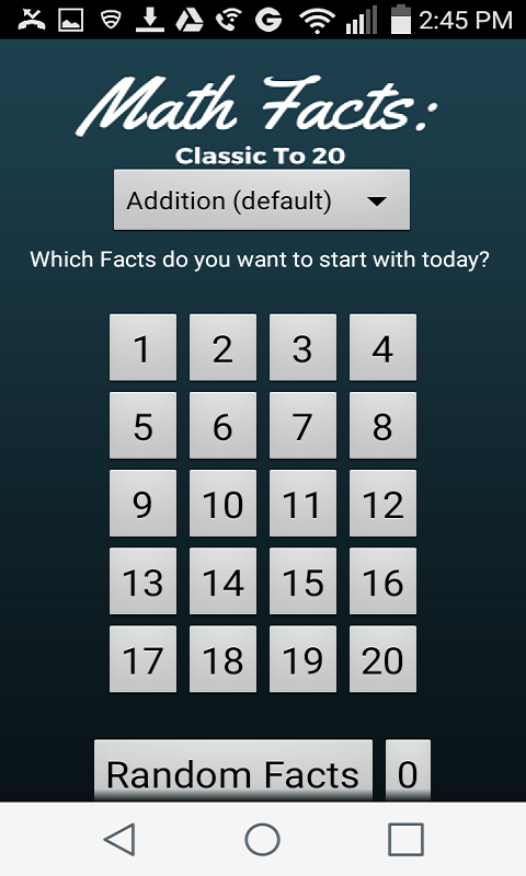 Math Facts: Classic To 20 - App on Amazon Appstore
