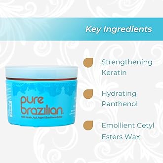 Pure Brazilian Deep Conditioning Masque - Deep Conditioner Hair Treatment with Brazilian Keratin, Acai, and Arginine - 16 Fl Oz