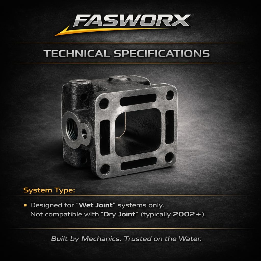 FASWORX 3 Inch Spacer Blocks for Mercruiser 4.3L, 5.0L, 5.7L, 7.4L, 8.2L - Replaces 93320, 93320A3, 93320A13 - Fits 1982-2001 Mercruiser V6 and V8 Engines - Pair, Wet Joint