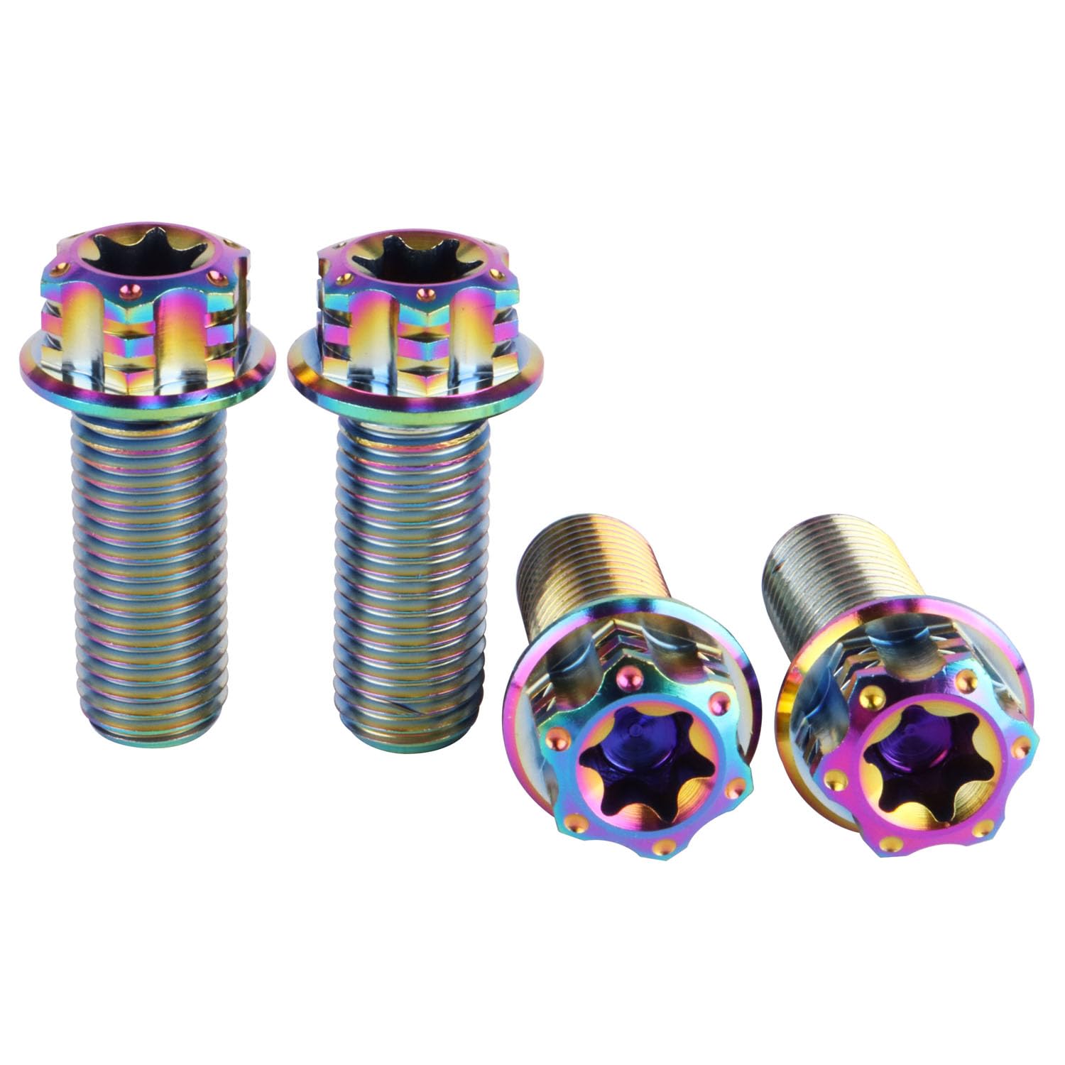 4Pcs Titanium Bolt Flange Torx Head M8 M10 x 20 25 30mm Screw Bolt for Motorcycle Car Modifications (Gold, M10x30mm Pitch 1.25)