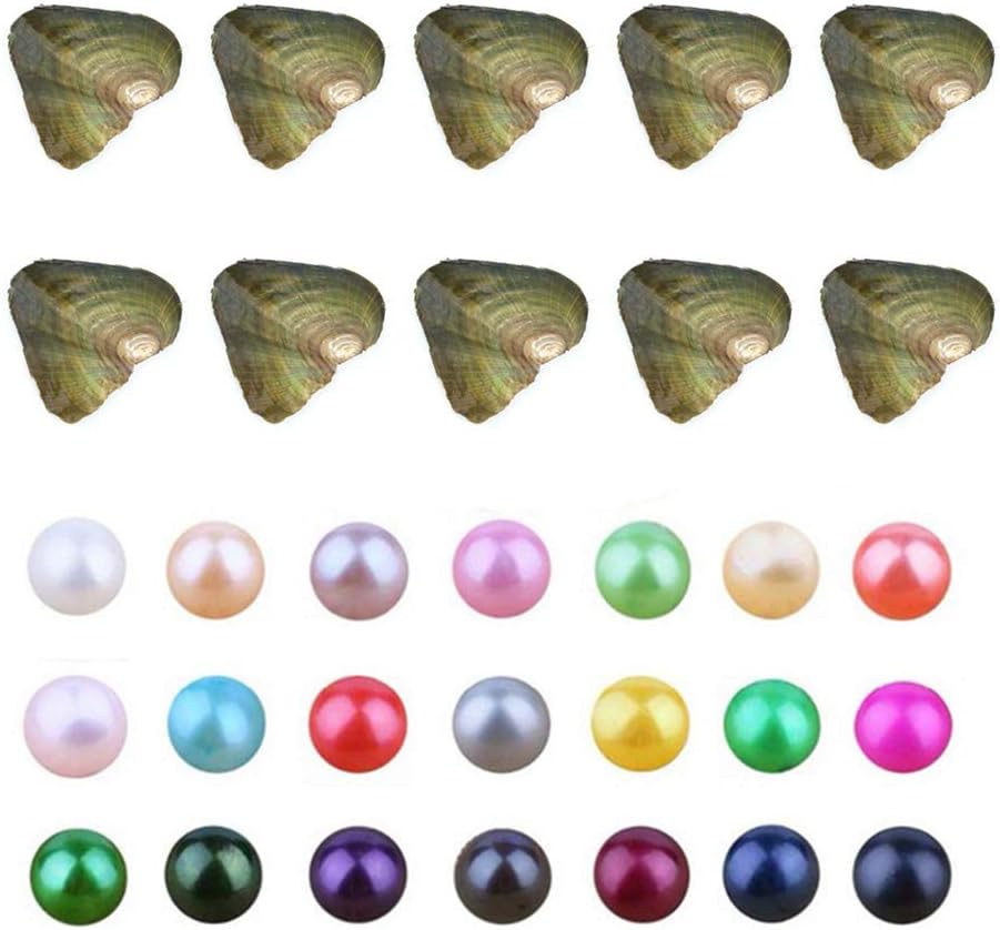 10PC Freshwater Pearl Cultured Love Wish Pearl Oyster with Round Pearl Inside for Pearl Gift Fun for Children Family Friends Party Oyster with Pearls Inside(7-8mm, 10PC)