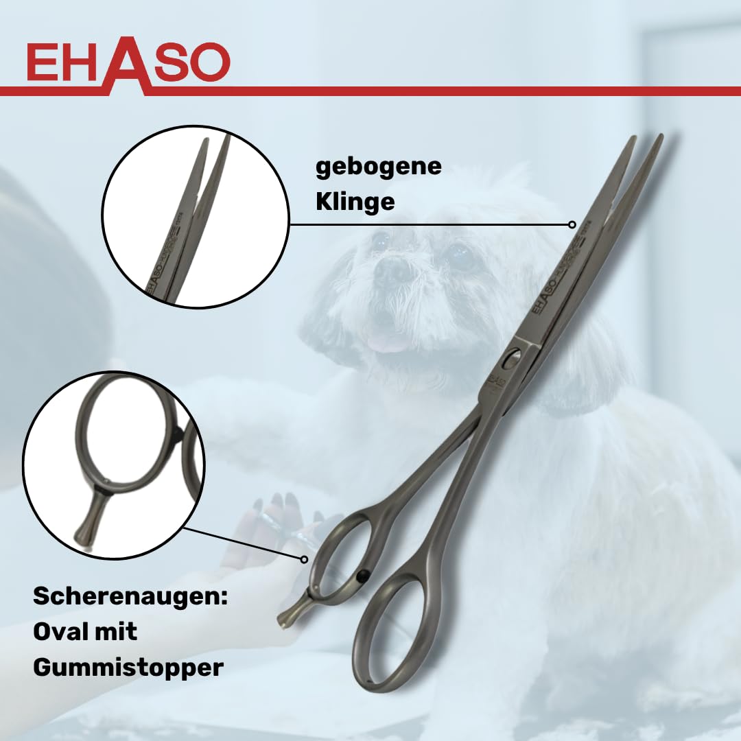 EHASO Gebogene, langlebige Hundeschere Rostfrei, 17 cm matt