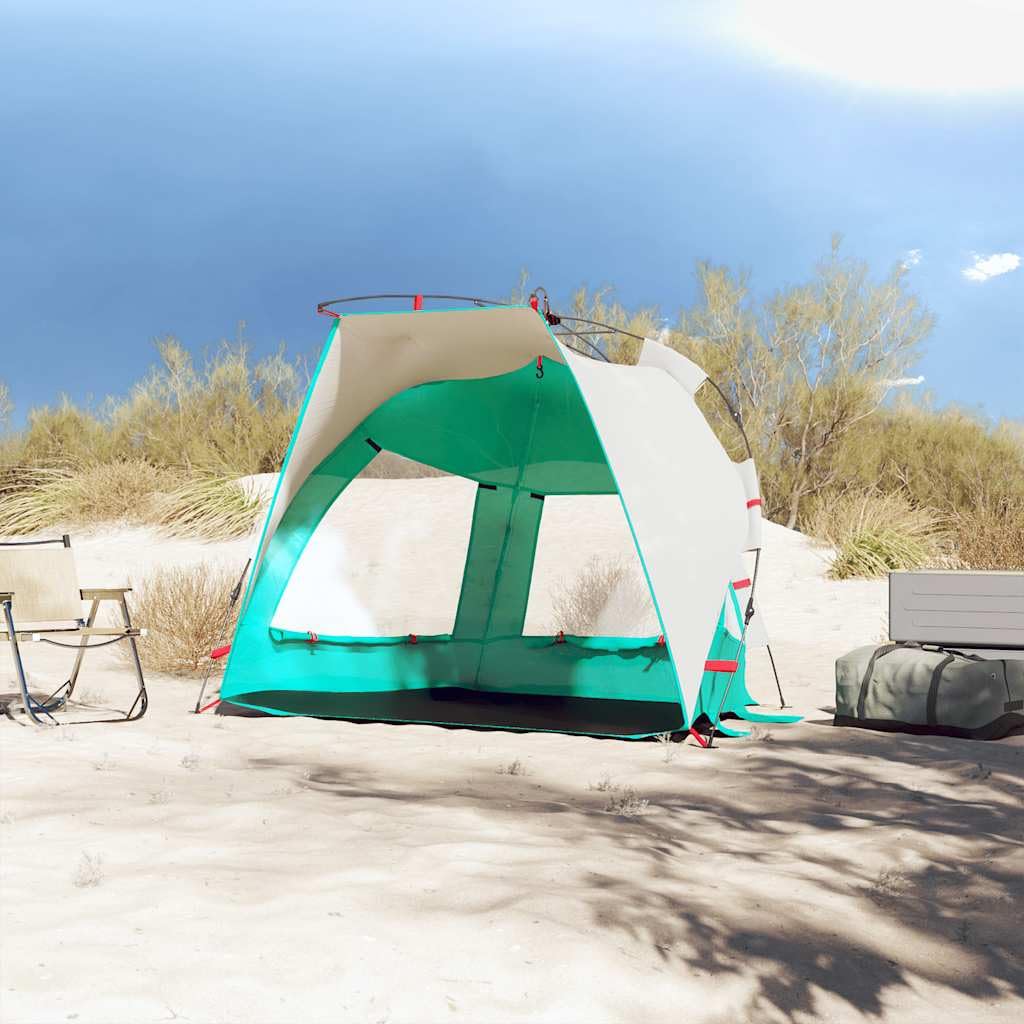 Namiot plażowy dla 2 osób, morska zieleń, Quick Release, namiot plażowy typu pop-up, wodoszczelny, poliester 190T z powłoką PU, przenośny namiot kempingowy dla dzieci, 200 x 128 x 146 cm