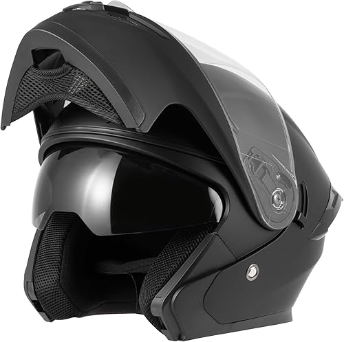 Miniatura 3 de Spark Cascos de motocicleta abatibles para adultos, casco de cara completa certificado por DOT con doble visera y hebilla de liberación rápida, ABS