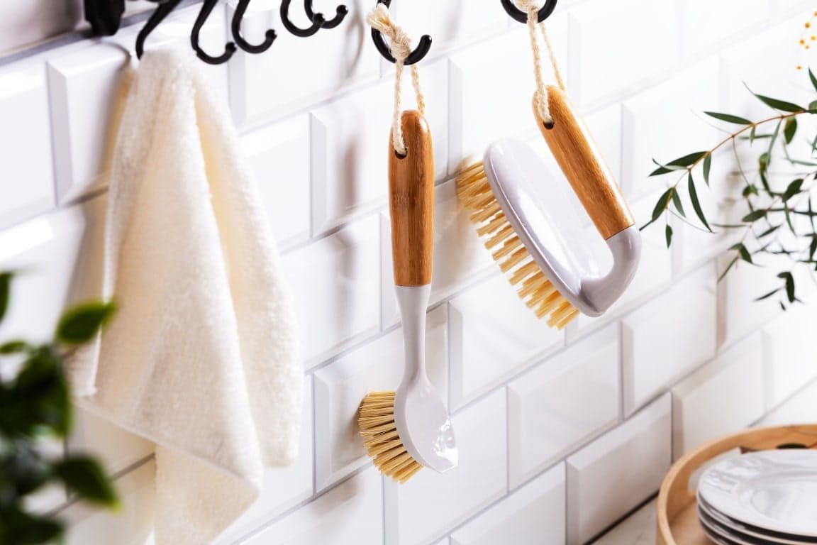 DEXSOVO Multi-Purpose Scrub Brush Comfortable Grip Quickly Scrubs Stains and Spots from Any Surface Used for scrubbing Floors Kitchen Bathroom Sinks Carpets Clothes Cleaning Brush 1