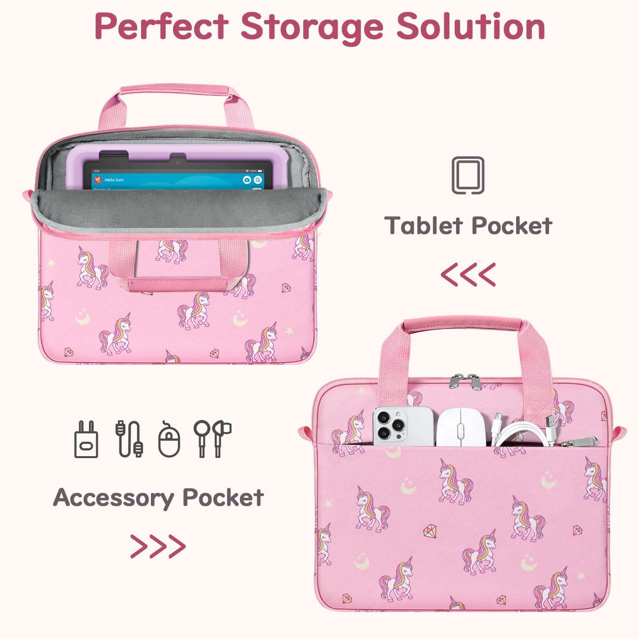Dadanism Bolsa de Tableta para Niños, Funda Portátil con Asa y Correa para Fire HD 10 Kids, Fire HD 8 Kids