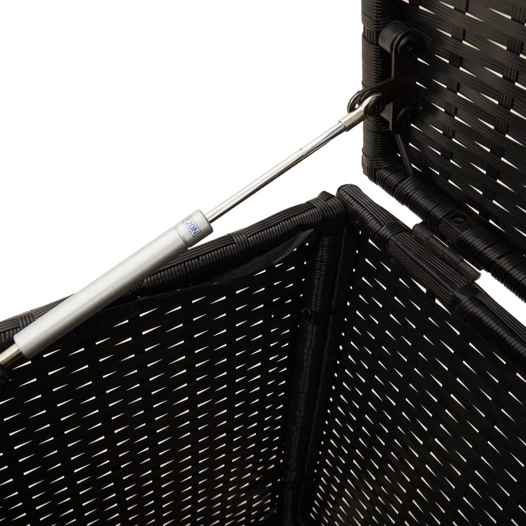 Homgoday Schowek ogrodowy z kółkami czarny 283 l Poly Rattan, odporna na warunki atmosferyczne, skrzynia do przechowywania narzędzi ogrodowych, do domu, na taras, meble ogrodowe, meble ogrodowe