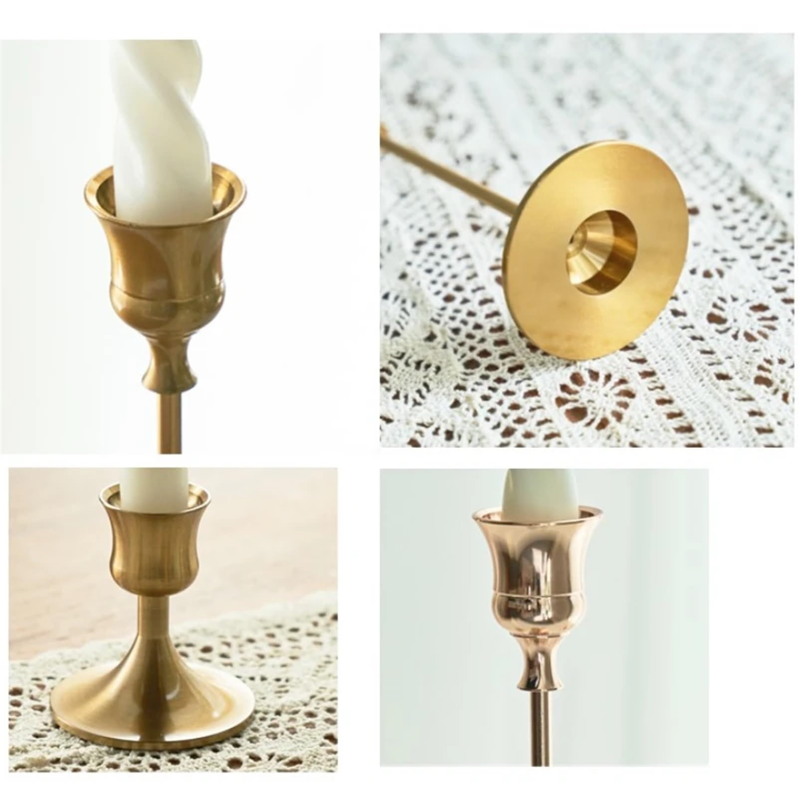 Kerzenhalter Stabkerzenhalter 3-teiliges Kerzenständer-Set aus Messing/Gold/Schwarz, Kerzenständer-Set for Hochzeitstische, dekorative Kerzenständer for Partys, Abendessen(Style1)