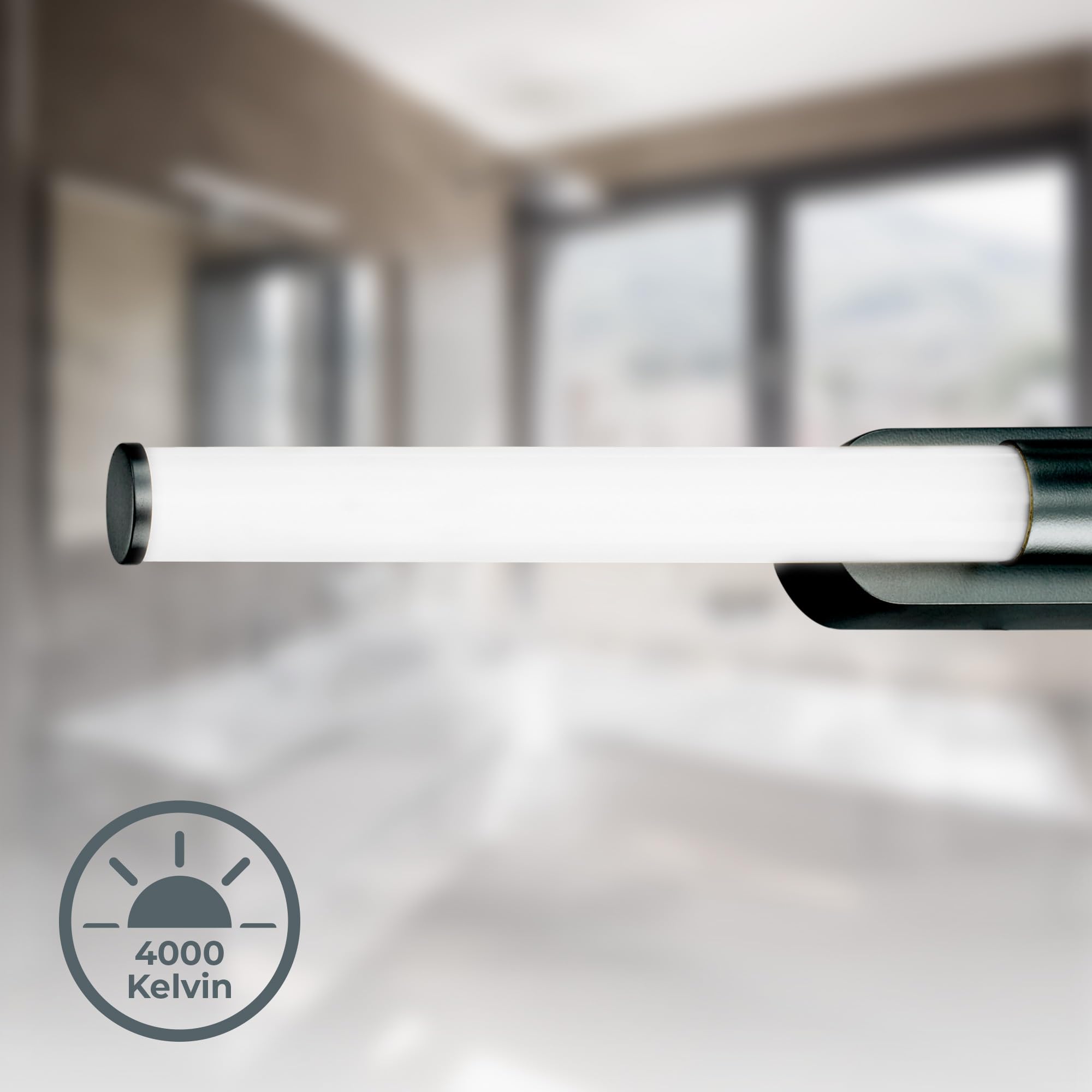 B.K.Licht - Lampa LED do lustra łazienkowego o neutralnej białej barwie światła, 55 cm, odporna na zachlapanie wodą IP44, lampa nad lustro do łazienki, lampa ścienna LED, 9 W, czarna