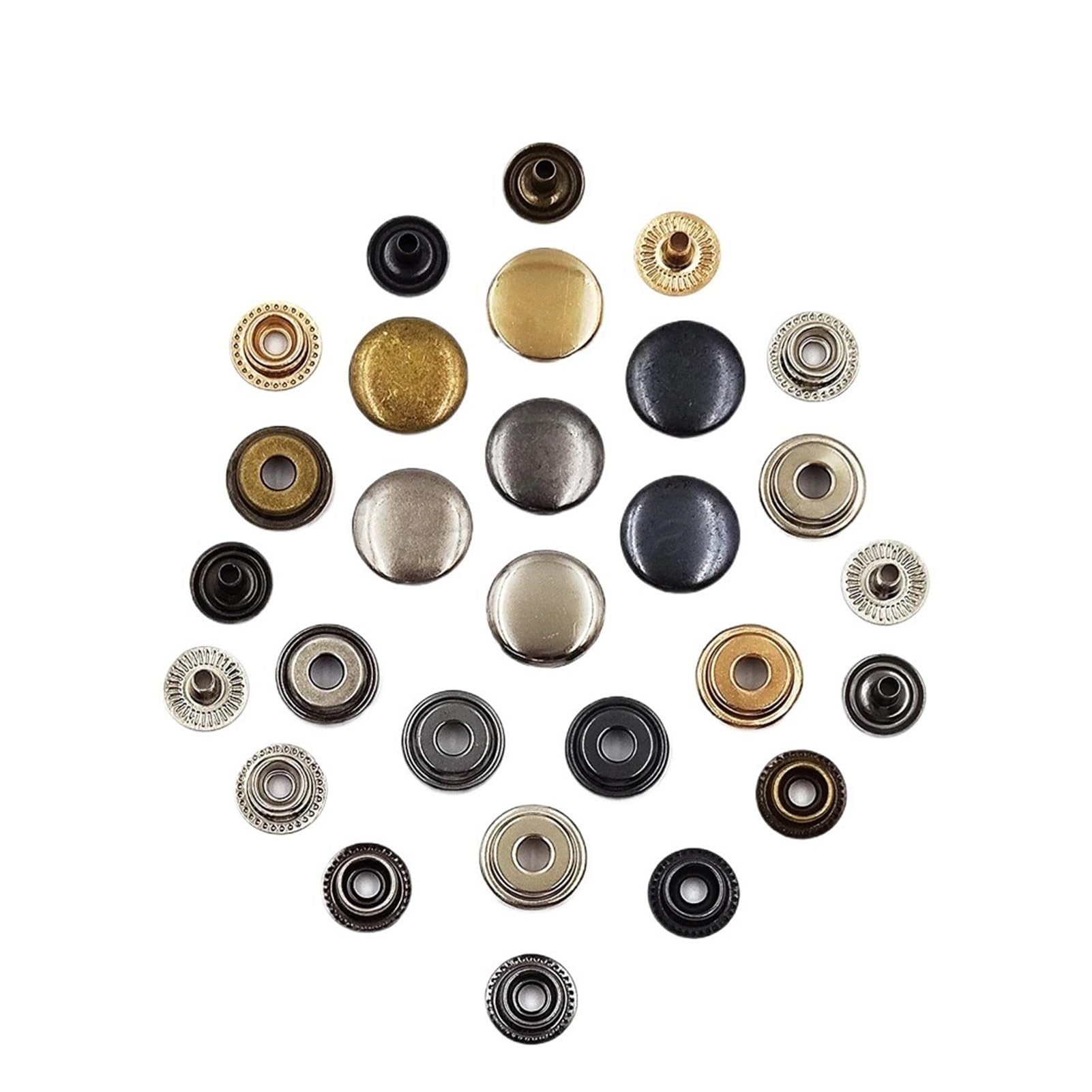 Juego de 25 Botones de presión 201/203, broches de presión de Metal, Herramientas de instalación Opcionales for Ropa, Bolsa, Zapatos, artesanía de Cuero(G Black with Tool B,17mm(201))