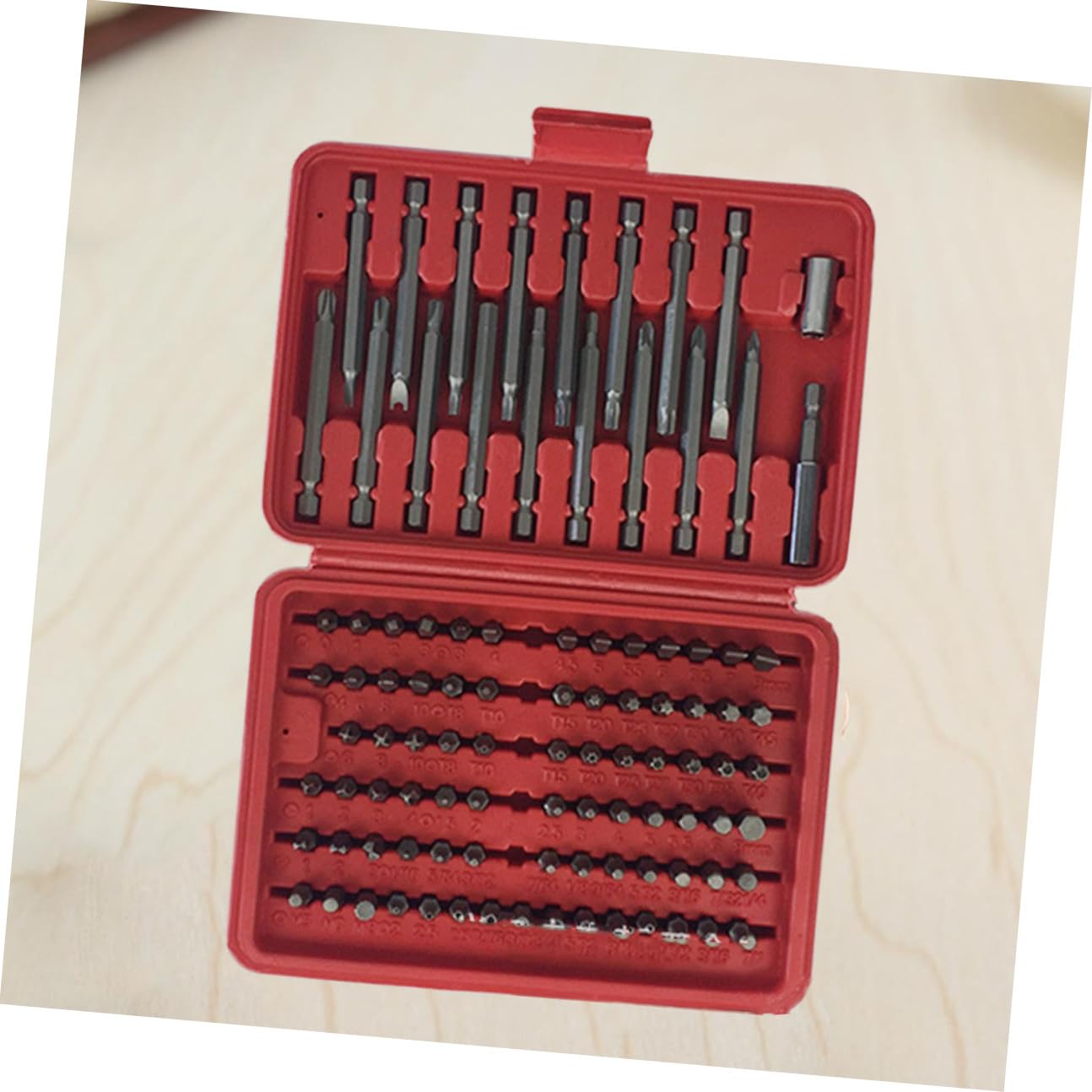 Ensemble D'embouts de Tournevis Boîte de Moulage sous Pression 98 Pièces en Métal Rouge, Haute Dureté, Multi-spécifications pour Réparation à Domicile