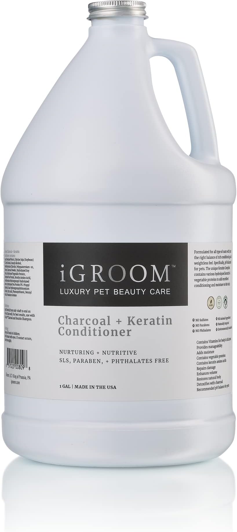 iGroom Charcoal Keratin Dog Conditioner, Luxury Pet Beauty Care, Repairs Enhances Adds Moisture, Made in USA, Summer Fig, 1gal