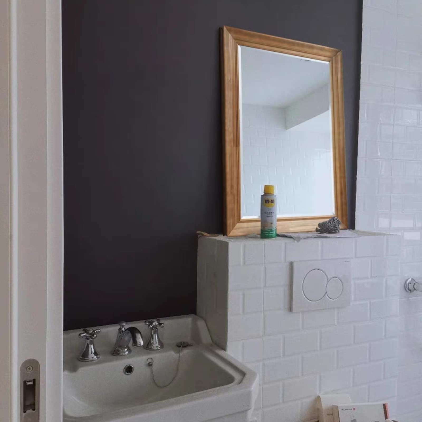 Specchio Espejo de baño grande de 60 x 80 cm, espejo de pared rectangular con marco de madera natural, espejo decorativo para sala de estar y dormitorio, espejo de maquillaje, espejo grande rústi